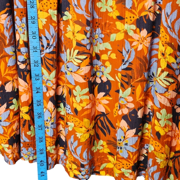 Garnet Hill Hawaii Tropical Floral Sleeveless Tuxedo Pleats VNeck Dress Midi XL - Picture 7 of 8